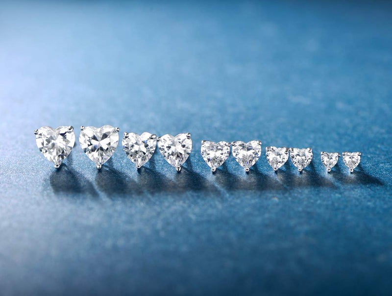MDFUN 18K White Gold Plated Heart Shape Cut Cubic Zirconia Birthstone Stud Earring Pack of 5 Pairs (4-April-Diamond) - Image 5